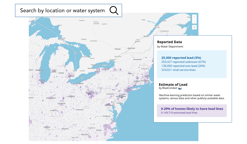 illustration of Map tool with results panel and search box